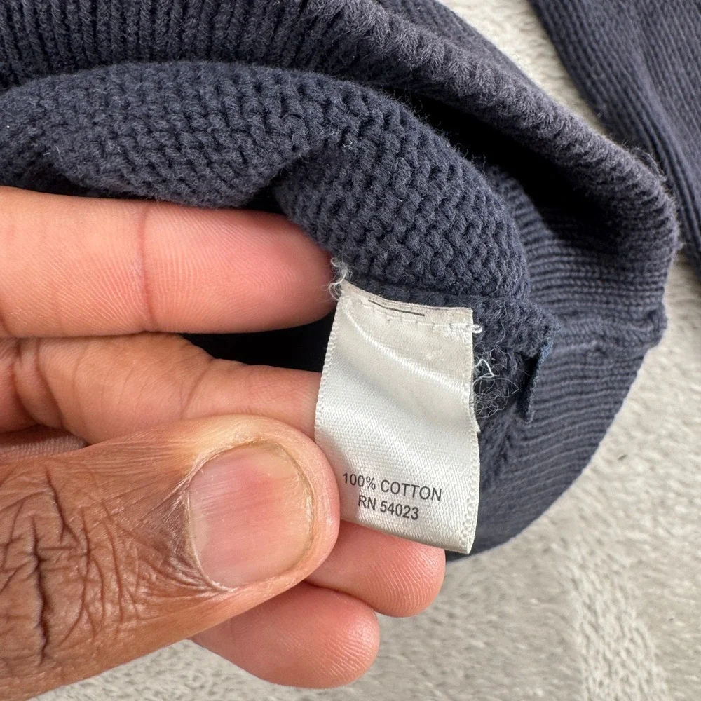 Vintage Banana Republic Sweater Polo Mens M Blue Cotton‎ Pullover Ribbed Jumper